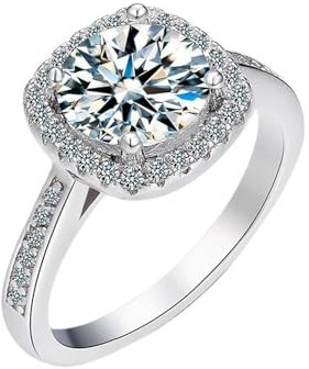 Damenring aus 925er-Sterlingsilber, platiniert, Moissanit, 1 Karat, quadratisch, Tasche D, Farbe Damenring, 9A-Ring mit hohem Kohlenstoffgehalt, Schmuck ( Color : 9A high carbon stone 1 ct_No.14 )