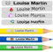 150 étiquettes adhésives personnalisées pour crayons, stylos et marqueurs. Autocollants scolaires avec nom pour marquer les objets. Stickers imperméables pour l'école. Mesure 4,6 x 0,6 cm