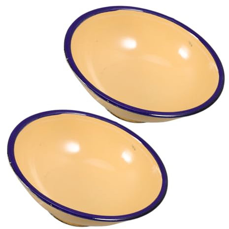 Hoement Vintage-emaille-schüssel Großer Lebensmittelbehälter Tiefe Lebensmittelschüssel Salatschüssel Retro-design Einfache Pflege Praktisches Kantendesign Zum Aufbewahren Und Servieren