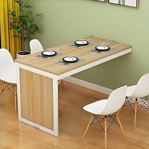 Tavolo A Scomparsa Da Muro Pieghevole Salvaspazio, Tavolo Da Muro Per Soggiorno, Scrivania Pieghevole Da Parete 80x40x75 Cm Beige