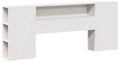 vidaXL Kopfteil, Bettkopfteil mit Stauraum, Freistehend Betthaupt für Holzbett Doppelbett, Holzkopfteil Bettzubehör Schlafzimmer, Weiß 200cm Massivholz Kiefer
