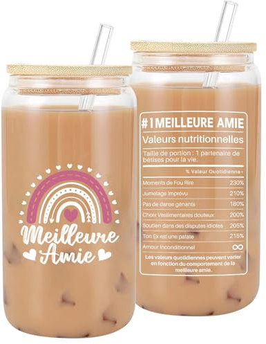VivaJoy Cadeau Meilleure Amie – Verre avec Couvercle et Paille, Cadeau Soeur, Idéal comme Cadeaux Meilleure Amie Femme ou Cadeaux Meilleur Soeur, parfait pour Noël et Anniversaires.