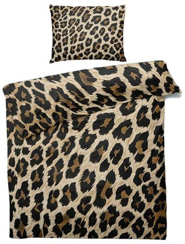 Generisch Leopardenmuster Bettwäsche 135x200 Winter - Tiermuster Bettbezug 135 x 200 2er Set, Weiche & Angenehme Mikrofaser Bettbezüge & Kissenbezug 80x80, Bettwäsche-Sets mit Reißverschluss Y#-284