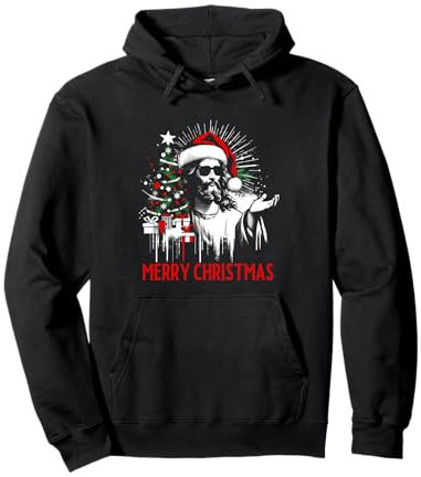 Christlicher Christbaum mit Jesus-Motiv Pullover Hoodie