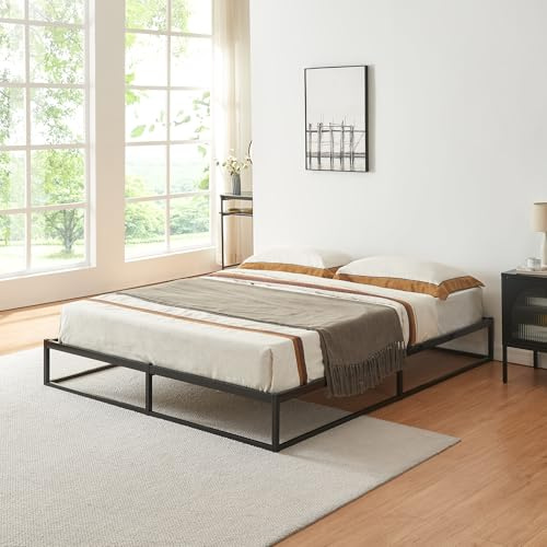[en.casa] Bett Trerunta Metallbett 160 x 200 cm Doppelbett Bettgestell aus Metall Betten Stauraum unter dem Bett Bettrahmen Stahl Schwarz