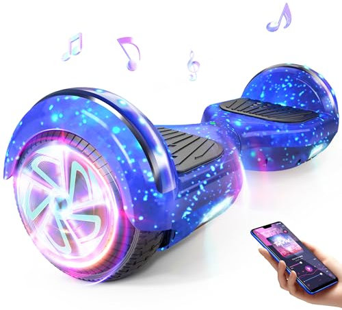 SISIGAD Hoverboard, Electric Scooters with Bluetooth & 6.5 Flash Wheels & LED Headlights Fender Lights, All Terrain for Kids