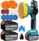POWRIFIC 21V Akku Poliermaschine Set mit 2 Akkus – Kabellose Exzenter Poliermaschine für Auto, Metall & Möbel – 6 Geschwindigkeiten, 15cm Polierteller, Komplettset für Autopflege