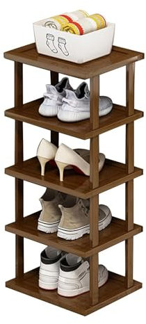 Gaoxianglin 5 Capas Zapatero Escalera Vertical Estrecho, Estante De Zapatos De Bambú(Size:5 Tier)