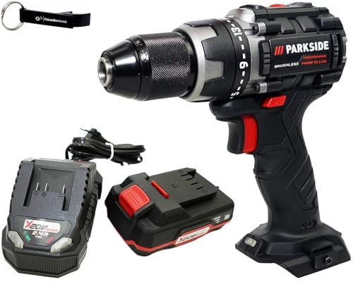 HEADNMORE® Parkside Performance® Perceuse-visseuse sans fil 20 V PABSP 20 (avec batterie 2 Ah) + porte-clés