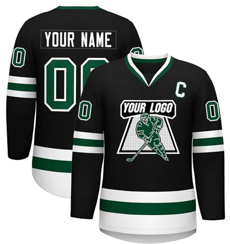 Generisch Personalisiertes Eishockey Trikot, Gestalten Sie Ihr Hockey-Trikot mit Ihrem Namen/Team/Nummer, Eishockey Geschenke für Jungen Herren Fans Jugend Stil