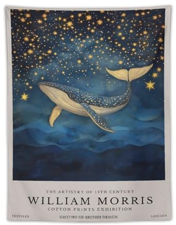 William Morris Wal Mond Nachthimmel Ästhetisches Poster Cool Tapisserie Kunstdrucke Wandgemälde Kunstwerke Wandteppiche Hängendes Bild Geschenk Schlafzimmer Heimdekoration 76,2 x 101,6 cm