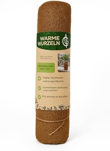 GardenGrace Kokosmatte 50cm x 200cm 100% Biologisch Winterschutz Pflanzen außen Kälteschutz in 50cm (Breite) und 200cm (Länge)