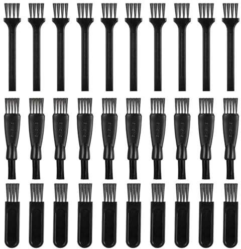 30 Stück Rasierer Pinsel Rasierer Reinigungspinsel 3 Stile Lang Kurz Doppelseitig Elektrorasierer Reinigungsbürste Rasierpinsel für Entfernen Staub und Bartreste (Schwarz)