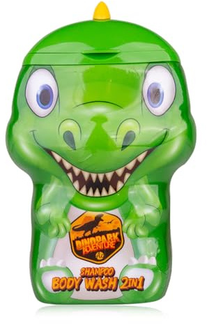 Accentra 2in1 Duschgel DINOPARK ADVENTURE für Kinder, 400 ml Pflegedusche und Shampoo für Körper und Haare in Dino-Flasche mit Apfelduft, Dinosaurier Geschenkidee für Kindergeburtstag und Schultüte