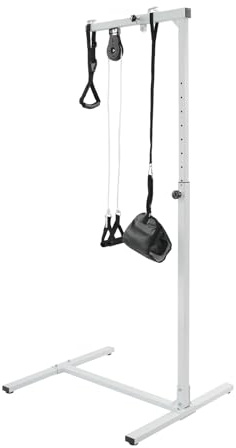 Bettgalgen freistehend höhenverstellbarer Bettaufrichter aus Stahl, Multifunktionaler Klimmzughilfe für Mobilität mit Trapezgriff, Aufrichthilfe für ältere Menschen und Patienten, bis 100 kg (Weiß)