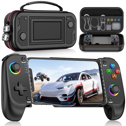 Phone Controller für iPhone/Android Support Phone Case, Mobile Controller mit RGB-Licht, Upgraded Joysticks, Batterie, Turbo, Daumengriffe Handheld Gaming Gamepad, Keylinker APP