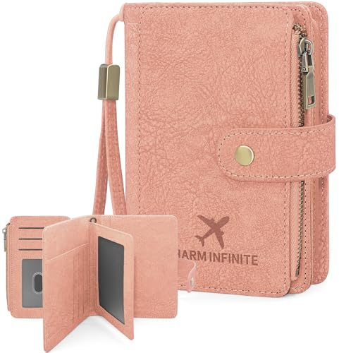 GOUNNU Porta Passaporto Custodia Viaggio Porta Passaporto con Blocco RFID Porta Passaporto da Viaggio Pelle PU Portatile Portadocumenti da Viaggio Slim Cover Passaportos Uomo Donna (rosa)