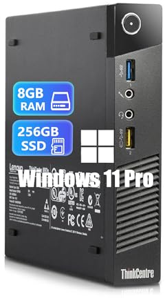 Lenovo ThinkCentre M93 Tiny Desktop PC, Intel Core i5-4570, 8 GB RAM, 256 GB SSD, WiFi, Bluetooth, US QWERTY Keyboard, Windows 11 Pro (Renewed)