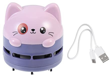 Veemoon Mini Aspirateur Portable sans Fil pour Bureau et Maison, Léger en Abs Design Cartoon, Puissant pour Miettes et Confettis sur Table