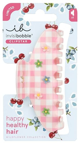 invisibobble Haarklammer Damen Mittelgroß Rosa – Haarspange Pink Karo Cottagecore Blume – Clipstar Wildflower Electric Picnic Statement – Hair Claw alle Haartypen Festival Haarschmuck Größe M