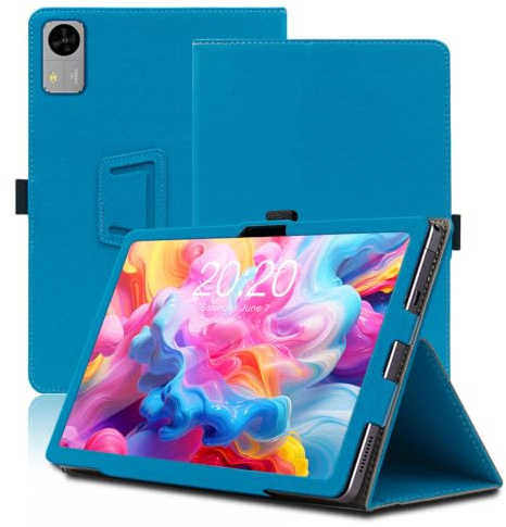 Custodia per Teclast M50T 10.1 Pollici, Cover Tablet Teclast M50T, Copertura Protettiva Pieghevole con Supporto per Matita e Cinturino da Polso, Protezione Completa. (Azzurro)