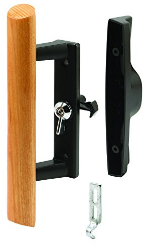 Prime-Line Products C 1107 Sliding Door Handle Set, Wood Pull, Aluminum Diecast, Painted Black, Viking | Diecast Construction, Wood Handle, Single Pack