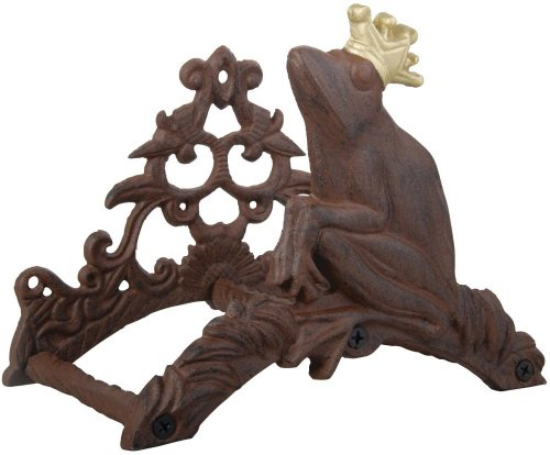 Esschert Design Schlauchhalter Frosch + Krone, rost, Gusseisen, Froschmotiv, Wandmontage, ca. 20,5 x 25 x 16 cm