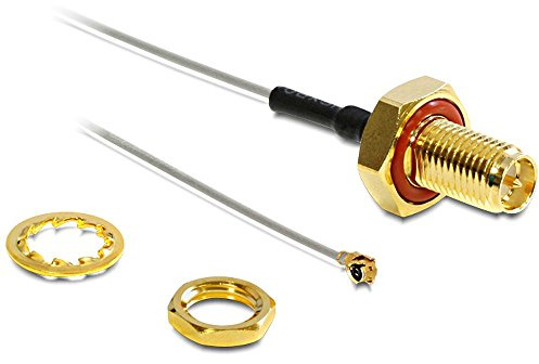 DELOCK Antennenanschluss I-PEX Stecker > RP-SMA Buchse zum Einbau 100 mm spritzwassergeschützt