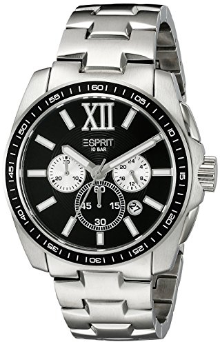 Esprit Herren-Armbanduhr Meridian Chrono Silver Black Chronograph Quarz Edelstahl ES103591004