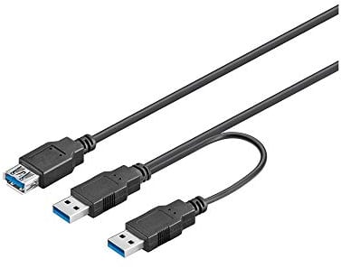 goobay 95749 Dual USB Y Kabel 5 Gbit/s Splitterkabel USB 3.0 Stecker auf USB 3.0 Buchse Y USB Kabel kurz USB Weiche für Externe Festplatte Kabel 0,3m