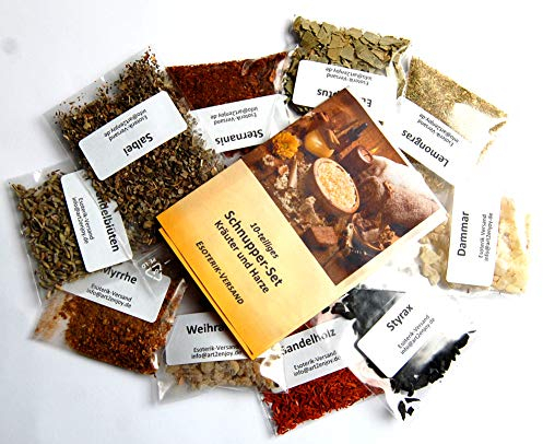 Esoterik-Versand Räucherwerk, Schnupper-Set Kräuter und Harze, 10tlg., incl. 32seitige Broschüre
