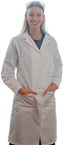KOKOTT Damen Laborkittel aus 100% Baumwolle mit Druckknöpfen, weiß, Perfekt für Arbeit und Studium