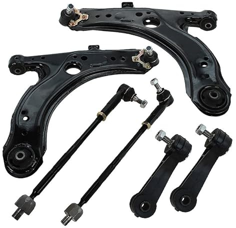 BESTPRICE 2x Querlenker Vorderachse unten links & rechts mit Traggelenk, 2x Koppelstange vorne, 2x Spurstangen, Kompatibel mit A udi A3 (8L1), SEAT LEON (1M1), TOLEDO II (1M2), SKODA OCTAVIA 1 (1U2),