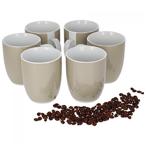 Lot de 6 tasses Van Well - Série Vario - En porcelaine - Couleur au choix beige
