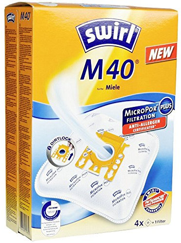 Swirl M 40 (M54) AirSpace Staubsaugerbeutel für Miele Staubsauger, saugstark, verschließbare Halteplatte, 12 Beutel + 3 Filter (3 Packungen)