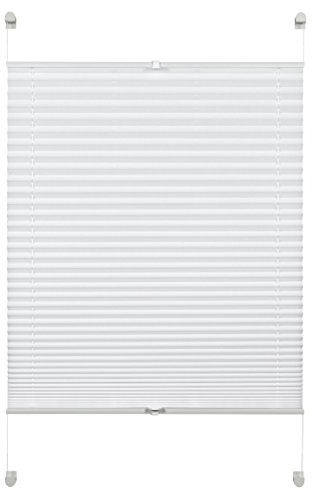 Deco Company Plissee zum Klemmen, Blickdichtes Faltrollo, Alle Montage-Teile inklusive, EASYFIX Plissee verspannt mit Zwei Bedienschienen, Weiß, 55 x 130 cm (BxH)