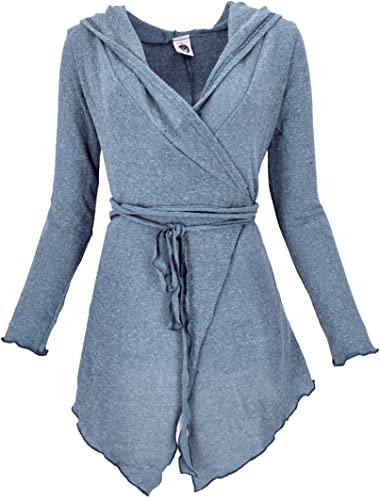 GURU SHOP Pixi Wickel-Strickjacke - Taubenblau, Damen, Baumwolle