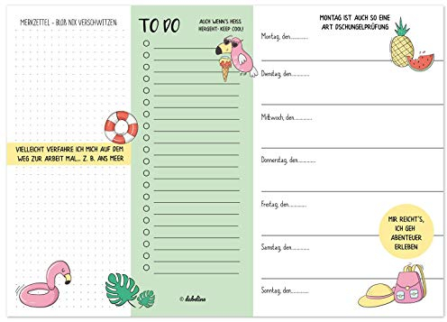 Wochenplaner DIN A4, 52 Blatt: Flamingo/Urlaub/Tropisch (To Do Liste, Terminplaner, Kalender, Schreibtischunterlage, witzig, lustig)
