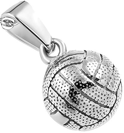 BlackAmazement Anhänger Edelstahl Handball Volleyball Fussball Lederband Halskette Gold (Farbe Silber ohne Kette)