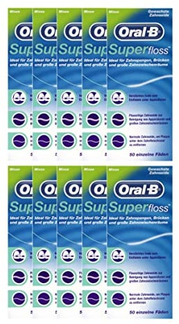 10x Superfloss mit Minze Zahnseide 50 Fäden