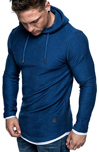 Amaci&Sons Herren 2in1 Oversize Kapuzenpullover Hoodie Sweater Sweatjacke Pullover Sweatshirt 4014 Blau M