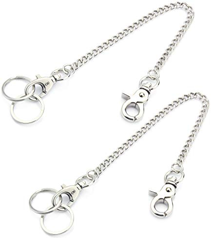 wisdompro Schlüsselkette Edelstahl 20.3 cm, Schlüsselkette mit Karabiner und Schlüsselringe, Kann als Hosenkette, Portemonnaie Kette, Schlusselbandkette (8 Zoll)