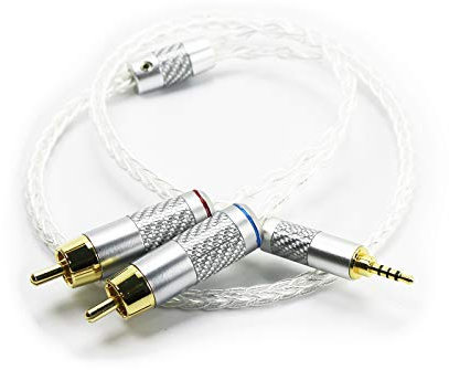 Cavo Hi-Fi con connettore maschio bilanciato a quattro contatti TRRS da 2,5 mm a connettore RCA a due contatti maschio compatibile con Astell&Kern AK100II, AK120II, AK240, AK380, AK320, FIIO X5III