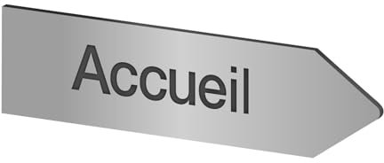 DECOHO - Panneau directionnel personnalisable - Signalétique en aluminium argent brossé - Flèche droite, lettres noires - 80x300 mm, adhésif 3M, usage intérieur et extérieur - Argent