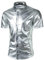 JOGAL Herren Metallic Glänzend Bronzing Nachtklub Party Hemd XX-Large Silber