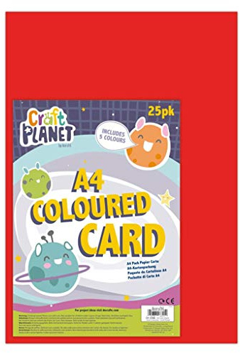 Craft Planet Multi Colour Card A4 210gsm 25 Sheets, Essential Art & Craft Supplies, Paper Crafting, Card Crafting, Plain Sheets, Blank Cardstock, Stationery Supplies, A4 Cardstock