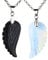 JSDDE Schmuck, 2 Stück Flügel Anhänger Halskette Set Anhänger aus Edelstein Heilstein Glücksbringer Paare Pärchen Kette für Liebhaber Geschenk (Opal+Obsidian)