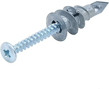 SEQUAL® Metal Driva Plasterboard Fixings & Screws (Pack of 25), Metal Self Drilling Plasterboard Fixings Raw Plugs Cavity Wall