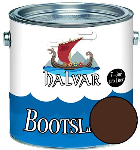 Halvar Bootslack Braun RAL 8000-8028 Yachtlack GLÄNZEND Bootsfarbe Yachtfarbe PU-verstärkt für Holz & Metall verstärkt extrem belastbar hochelastisch Schiffslackierung (1 L, RAL 8016 Mahagonibraun)
