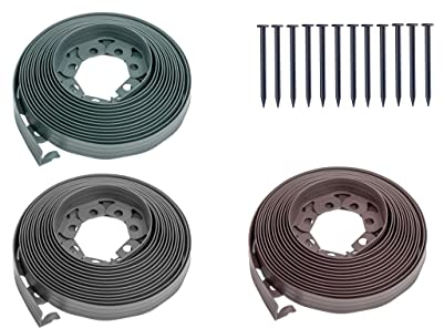 Konrado-Garden Ribbonboard 4 cm de hauteur Noir Bordure de pelouse en plastique flexible avec piquets de fixation Bordure de parterre de fleurs Flexible (40 m, Noir)